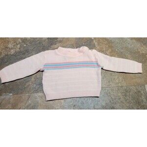 Vintage Pink striped baby sweater Up Scale Brand 18 months Nostalgic 80s/90s